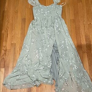 Dessy Collection Floral Green Dress